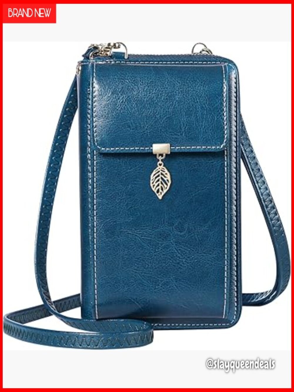 Genuine Leather Crossbody Phone Bag with RFID Blocking & Adjustable Strap